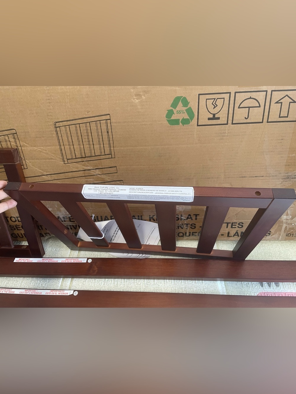 Storkcraft/ Graco Toddler Safety Guardrail kit slats, Espresso - Picture 11 of 16